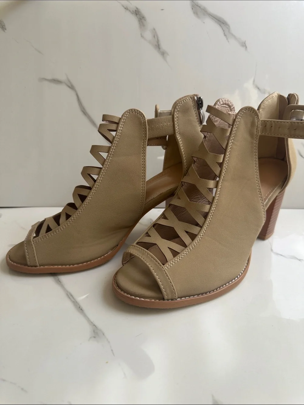 Chunky Heel, open toe strappy sandal